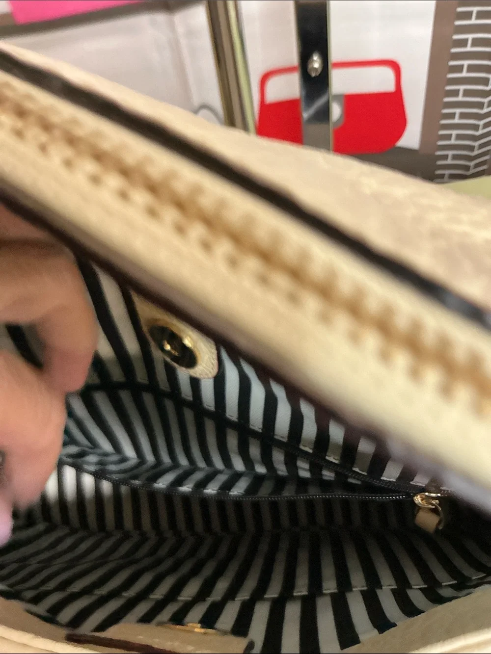 kate spade Two-Tone Black and Cream Satchel with Tassel #2339